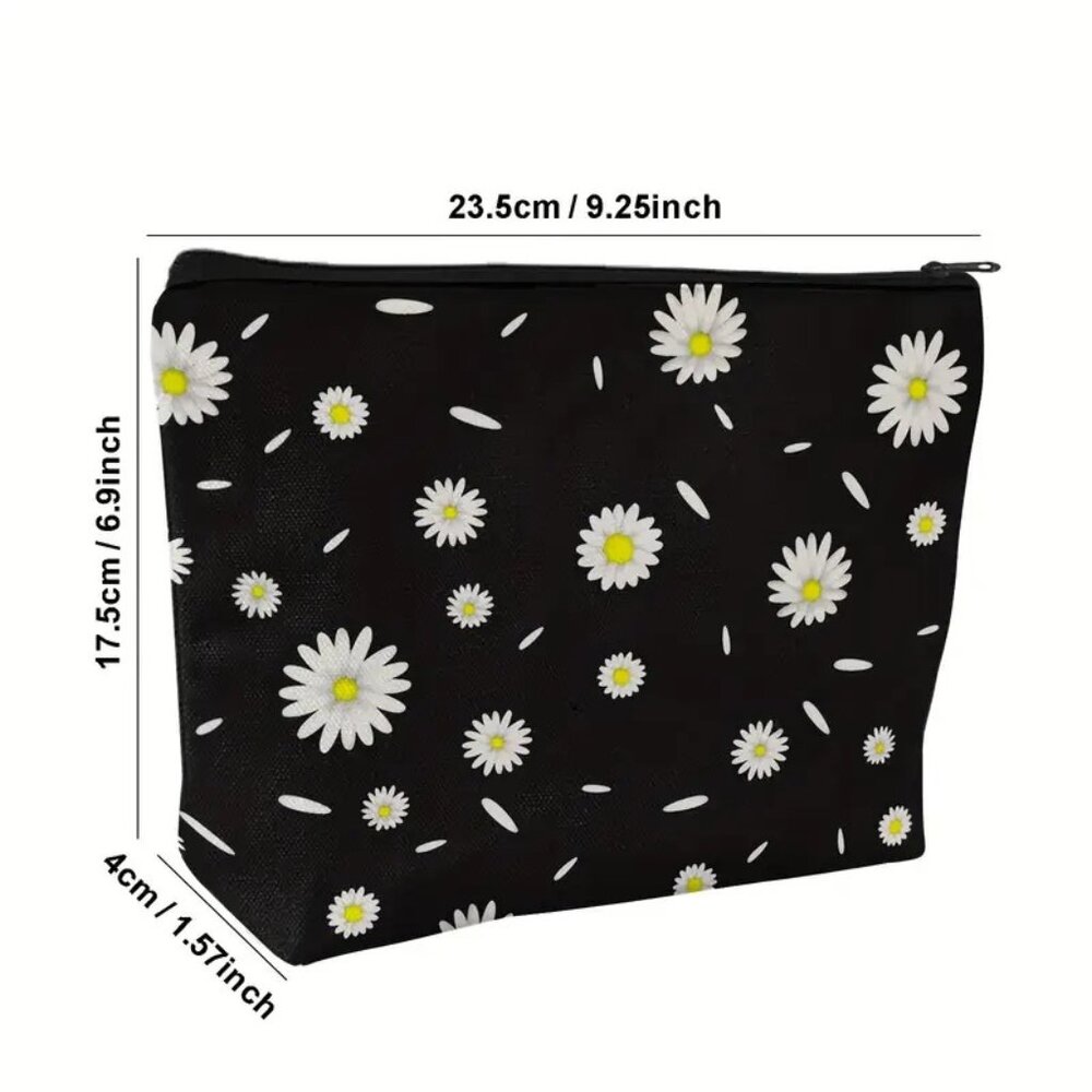 Black Daisy Makeup Bag - Picture 2 of 2